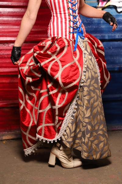 37. Split Front w/white lace trim in Rocket’s Red Glare - The Ameri-can-can Collection