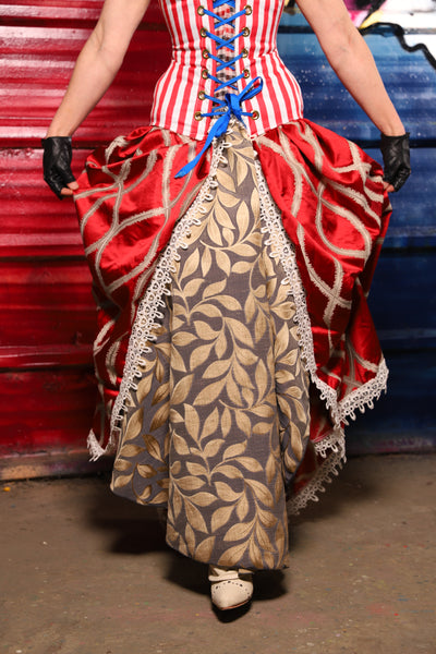 37. Split Front w/white lace trim in Rocket’s Red Glare - The Ameri-can-can Collection