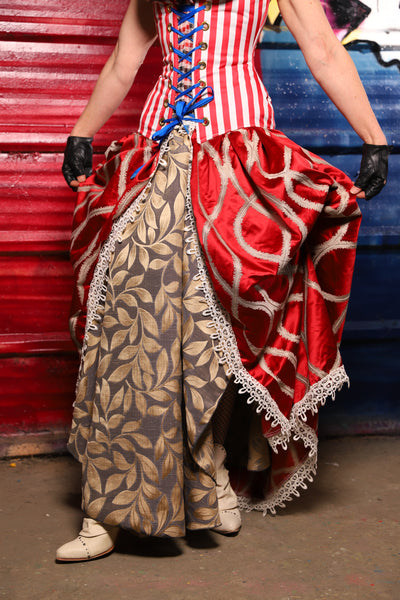 37. Split Front w/white lace trim in Rocket’s Red Glare - The Ameri-can-can Collection