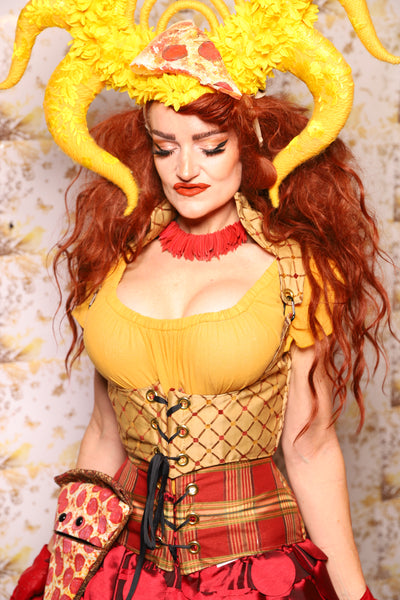 12. Cropped Vixen Underbust in Buttered Dotted Lattice - The Marinara Maidens Collection