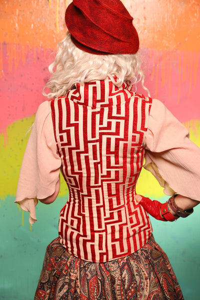 Vixen Corset in Red Maze - The "Fairy Flea Market" Collection