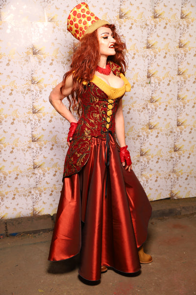 07. Crescent Skirt in Rust Taffeta - The Marinara Maidens Collection