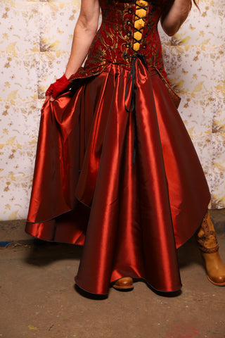 07. Crescent Skirt in Rust Taffeta - The Marinara Maidens Collection