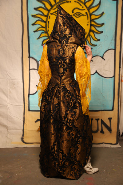 Hooded Birch Vixen in Black & Gold Medallion - The Solar Flair Collection