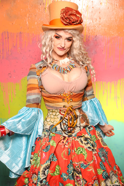 Detachable Flounce Sleeves in Painted Dunes w/ Flounce in Clear Water Pintuck - The "Fairy Flea Market" Collection