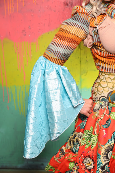 Detachable Flounce Sleeves in Painted Dunes w/ Flounce in Clear Water Pintuck - The "Fairy Flea Market" Collection