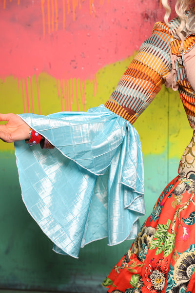 Detachable Flounce Sleeves in Painted Dunes w/ Flounce in Clear Water Pintuck - The "Fairy Flea Market" Collection