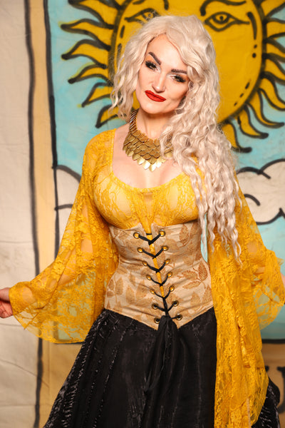 Wench Corset in Golden Leaf - The Solar Flair Collection
