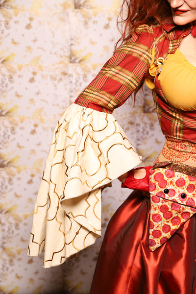 15. Detachable Flounce Sleeves in Brick & Olive Plaid - The Marinara Maidens Collection