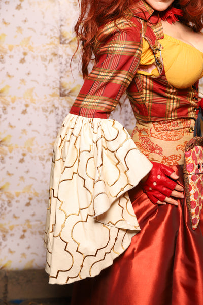 15. Detachable Flounce Sleeves in Brick & Olive Plaid - The Marinara Maidens Collection