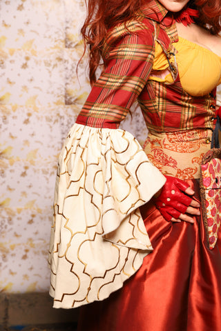 15. Detachable Flounce Sleeves in Brick & Olive Plaid - The Marinara Maidens Collection