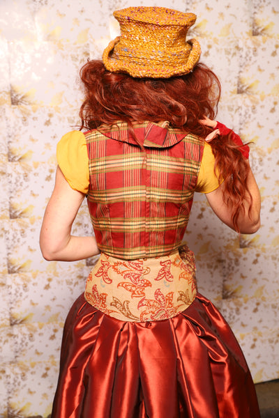 10. Cropped Vixen Underbust in Brick & Olive Plaid - The Marinara Maidens Collection