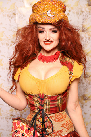10. Cropped Vixen Underbust in Brick & Olive Plaid - The Marinara Maidens Collection