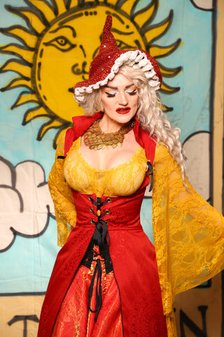 Birch Vixen in Scarlet Mandala Medallion - The Solar Flair Collection