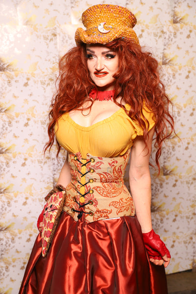27. Petite Wench Corset in Spice Paisley - The Marinara Maidens Collection