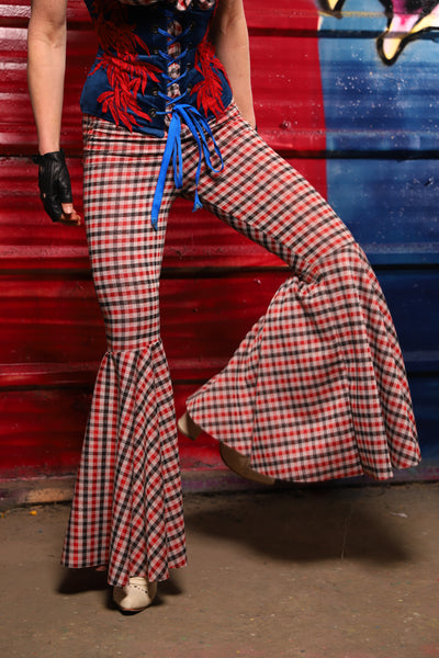 03. Bell Bottoms in Hollerin' Plaid Spandex - The Ameri-can-can Collection