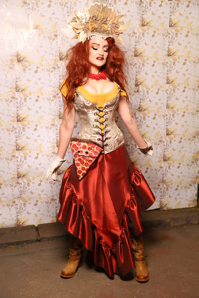 02. Arrow Skirt w/ruffle in Rust Taffeta - The Marinara Maidens Collection
