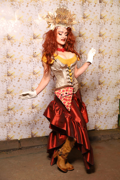 02. Arrow Skirt w/ruffle in Rust Taffeta - The Marinara Maidens Collection