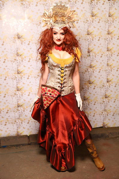 02. Arrow Skirt w/ruffle in Rust Taffeta - The Marinara Maidens Collection