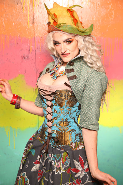 Detachable Elbow Sleeves in Mint Tiles - The "Fairy Flea Market" Collection