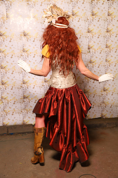 02. Arrow Skirt w/ruffle in Rust Taffeta - The Marinara Maidens Collection