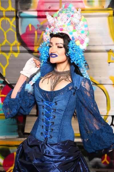 21. Petite Courtier in Blue Basket Weave - The Dark Waters Collection