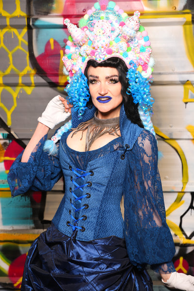 21. Petite Courtier in Blue Basket Weave - The Dark Waters Collection