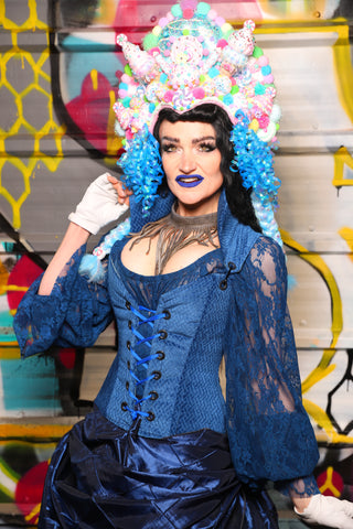 21. Petite Courtier in Blue Basket Weave - The Dark Waters Collection