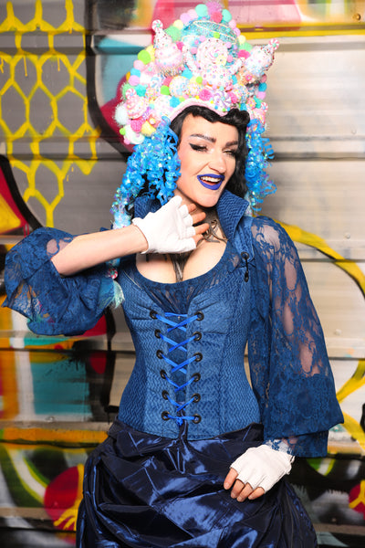 21. Petite Courtier in Blue Basket Weave - The Dark Waters Collection