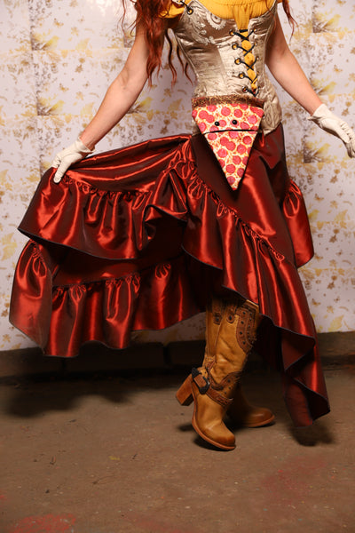 02. Arrow Skirt w/ruffle in Rust Taffeta - The Marinara Maidens Collection