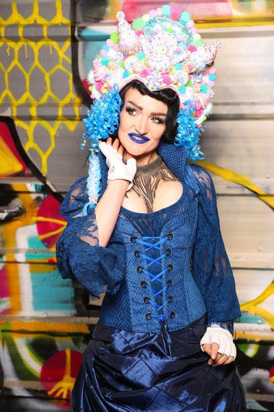 21. Petite Courtier in Blue Basket Weave - The Dark Waters Collection