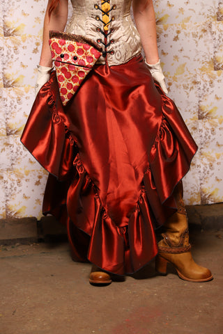 02. Arrow Skirt w/ruffle in Rust Taffeta - The Marinara Maidens Collection