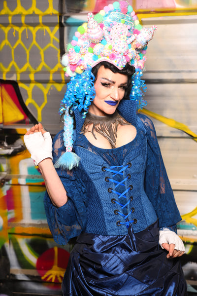 21. Petite Courtier in Blue Basket Weave - The Dark Waters Collection