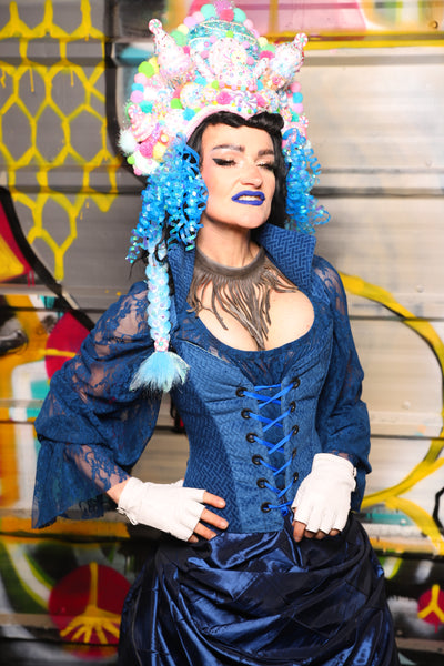 21. Petite Courtier in Blue Basket Weave - The Dark Waters Collection