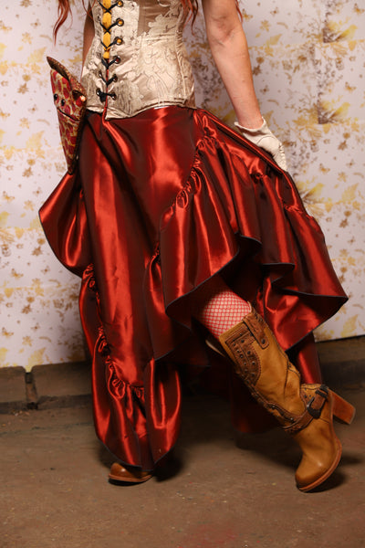 02. Arrow Skirt w/ruffle in Rust Taffeta - The Marinara Maidens Collection