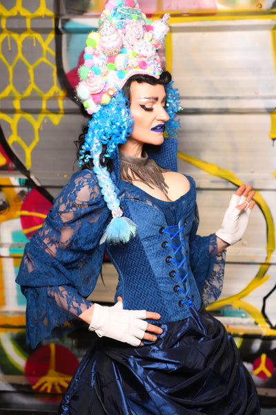 21. Petite Courtier in Blue Basket Weave - The Dark Waters Collection