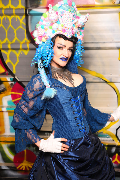 21. Petite Courtier in Blue Basket Weave - The Dark Waters Collection