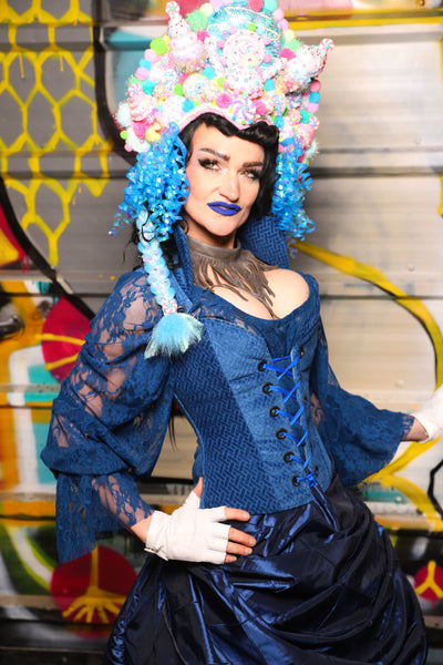 21. Petite Courtier in Blue Basket Weave - The Dark Waters Collection