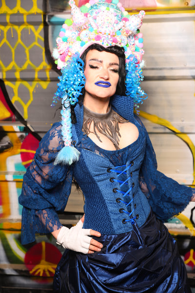 21. Petite Courtier in Blue Basket Weave - The Dark Waters Collection