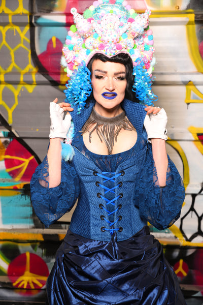 21. Petite Courtier in Blue Basket Weave - The Dark Waters Collection