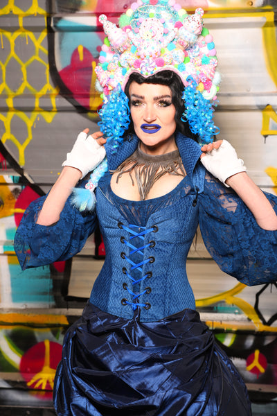 21. Petite Courtier in Blue Basket Weave - The Dark Waters Collection