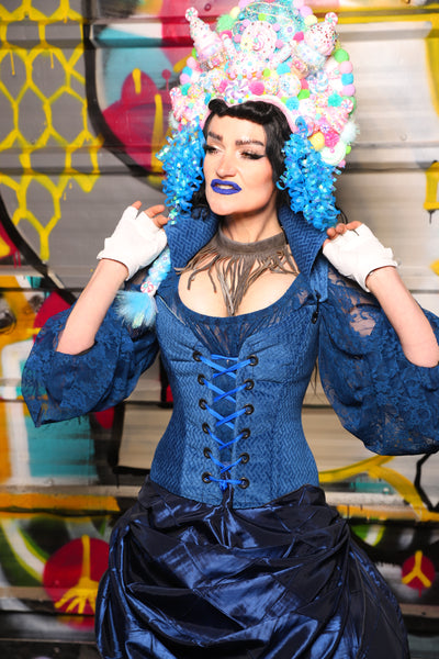 21. Petite Courtier in Blue Basket Weave - The Dark Waters Collection