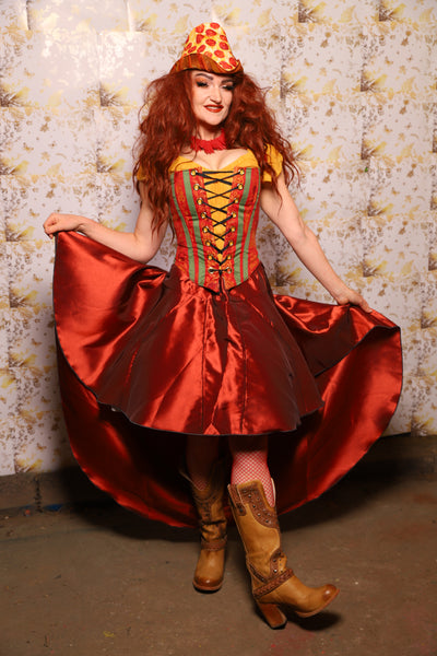 01. Apron Skirt w/pockets in Rust Taffeta - The Marinara Maidens Collection