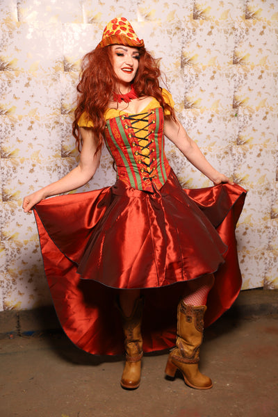 01. Apron Skirt w/pockets in Rust Taffeta - The Marinara Maidens Collection
