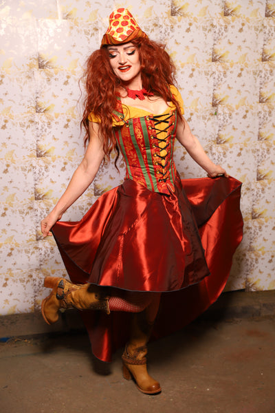 01. Apron Skirt w/pockets in Rust Taffeta - The Marinara Maidens Collection