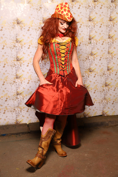 01. Apron Skirt w/pockets in Rust Taffeta - The Marinara Maidens Collection