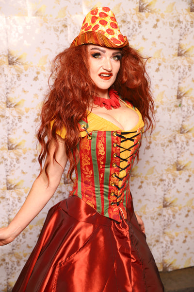 19. Elizabethan Corset in Villa Garden Stripe - The Marinara Maidens Collection