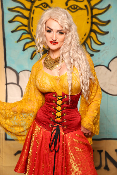 Petite Wench Corset in Scarlet Medallion - The Solar Flair Collection