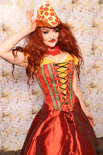 19. Elizabethan Corset in Villa Garden Stripe - The Marinara Maidens Collection