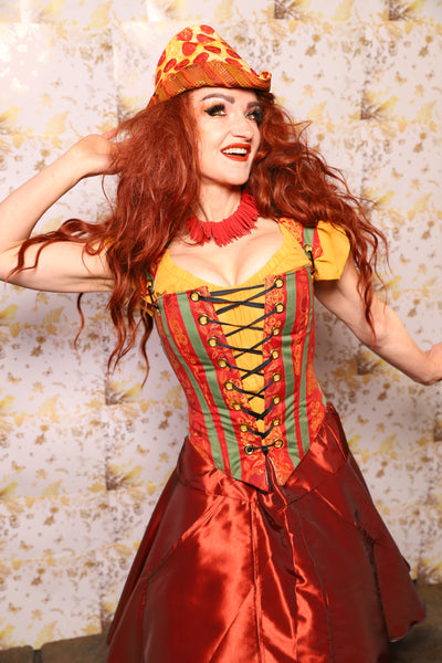19. Elizabethan Corset in Villa Garden Stripe - The Marinara Maidens Collection